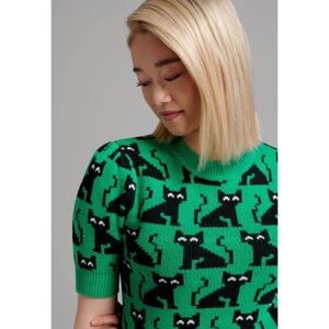 Modcloth Black Cat Short Sleeve Sweater